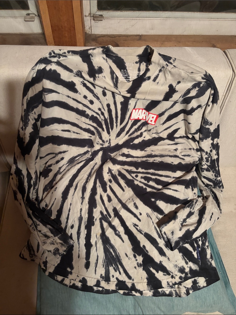 Marvel Black & Cream Tie-Dye Spirit Jersey Tee- Mens Large